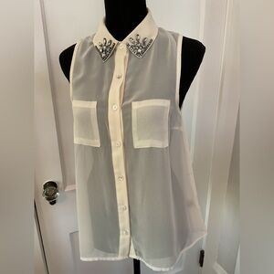 Sheer western inspired rhinestone top